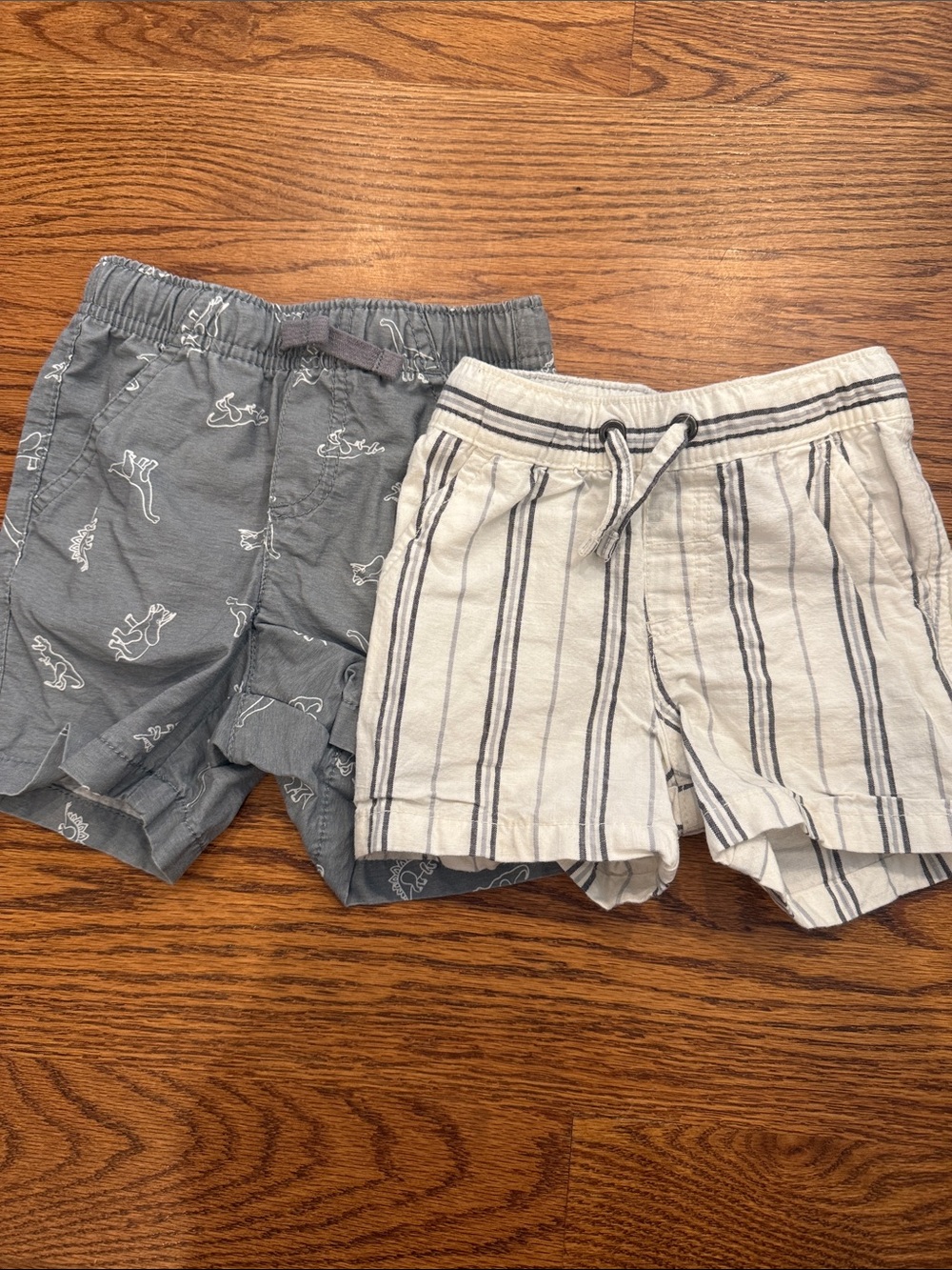 Toddler 2T dinosaur and striped shorts